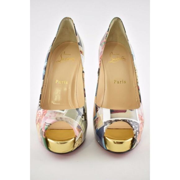 Christian Louboutin New Very Prive 120 Patent Collage Multi Gold Heel Pump 40 - Picture 5 of 11